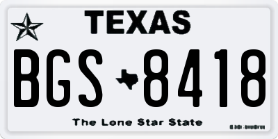 TX license plate BGS8418