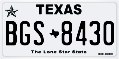 TX license plate BGS8430