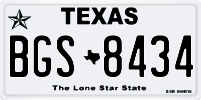 TX license plate BGS8434