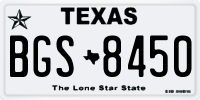 TX license plate BGS8450