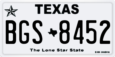 TX license plate BGS8452