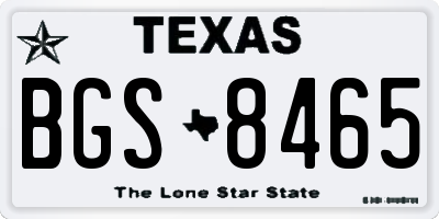 TX license plate BGS8465
