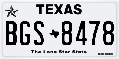TX license plate BGS8478