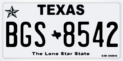 TX license plate BGS8542