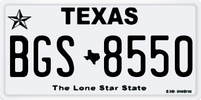 TX license plate BGS8550