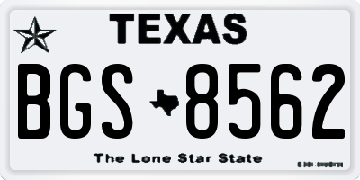 TX license plate BGS8562