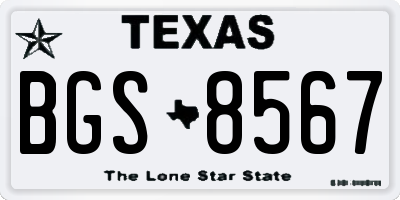 TX license plate BGS8567