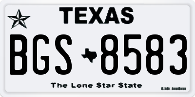 TX license plate BGS8583