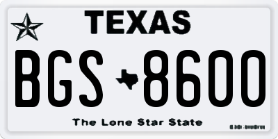 TX license plate BGS8600