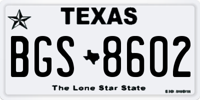 TX license plate BGS8602