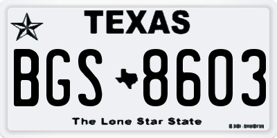 TX license plate BGS8603