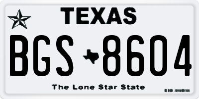 TX license plate BGS8604