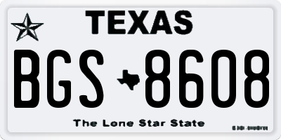 TX license plate BGS8608