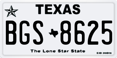 TX license plate BGS8625