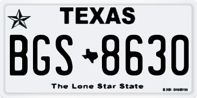 TX license plate BGS8630