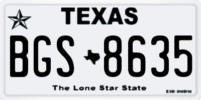 TX license plate BGS8635