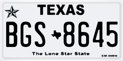 TX license plate BGS8645