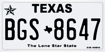 TX license plate BGS8647