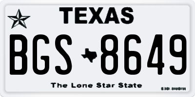 TX license plate BGS8649