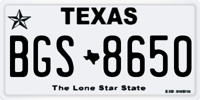 TX license plate BGS8650
