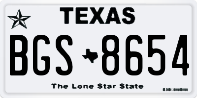 TX license plate BGS8654