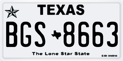 TX license plate BGS8663