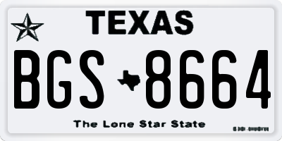 TX license plate BGS8664