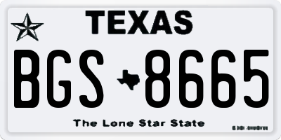 TX license plate BGS8665