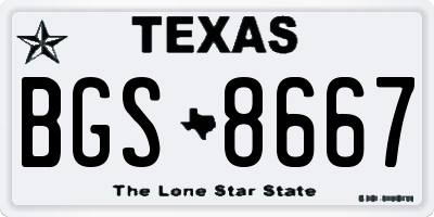 TX license plate BGS8667