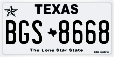 TX license plate BGS8668