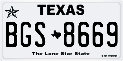 TX license plate BGS8669