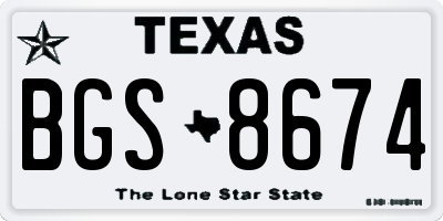 TX license plate BGS8674
