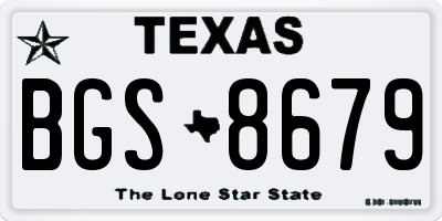 TX license plate BGS8679