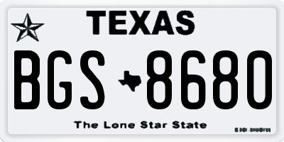 TX license plate BGS8680