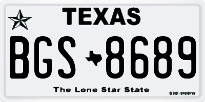TX license plate BGS8689