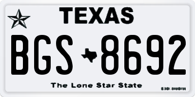 TX license plate BGS8692