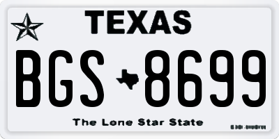 TX license plate BGS8699