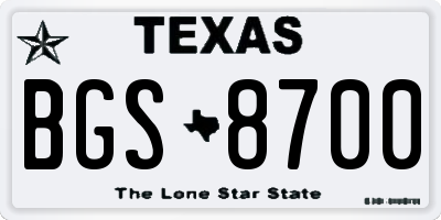 TX license plate BGS8700