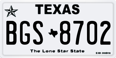 TX license plate BGS8702