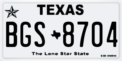 TX license plate BGS8704