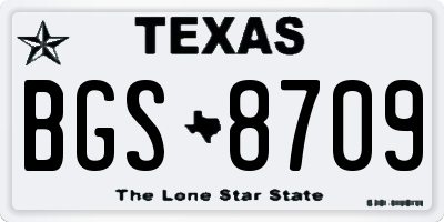 TX license plate BGS8709