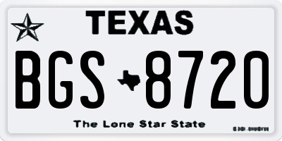 TX license plate BGS8720