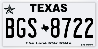TX license plate BGS8722