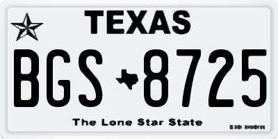 TX license plate BGS8725
