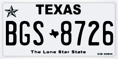 TX license plate BGS8726