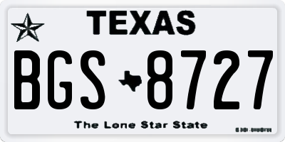 TX license plate BGS8727