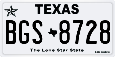 TX license plate BGS8728