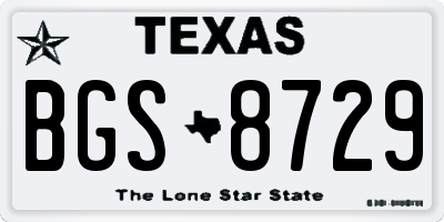 TX license plate BGS8729