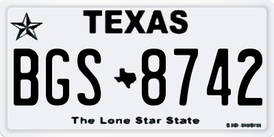 TX license plate BGS8742