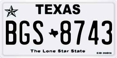 TX license plate BGS8743
